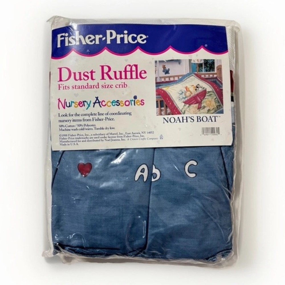 VTG‎ 90's Bedding Fisher Price Noah's Ark Boat ABC 123 Crib Skirt Dust Ruffle